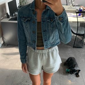 Cropped Jean jacket, American Eagle, size small.